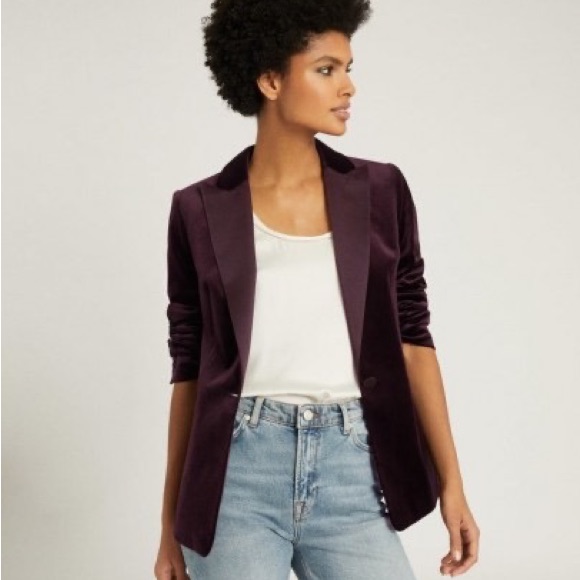 Reiss Opal Velvet Blazer Plum